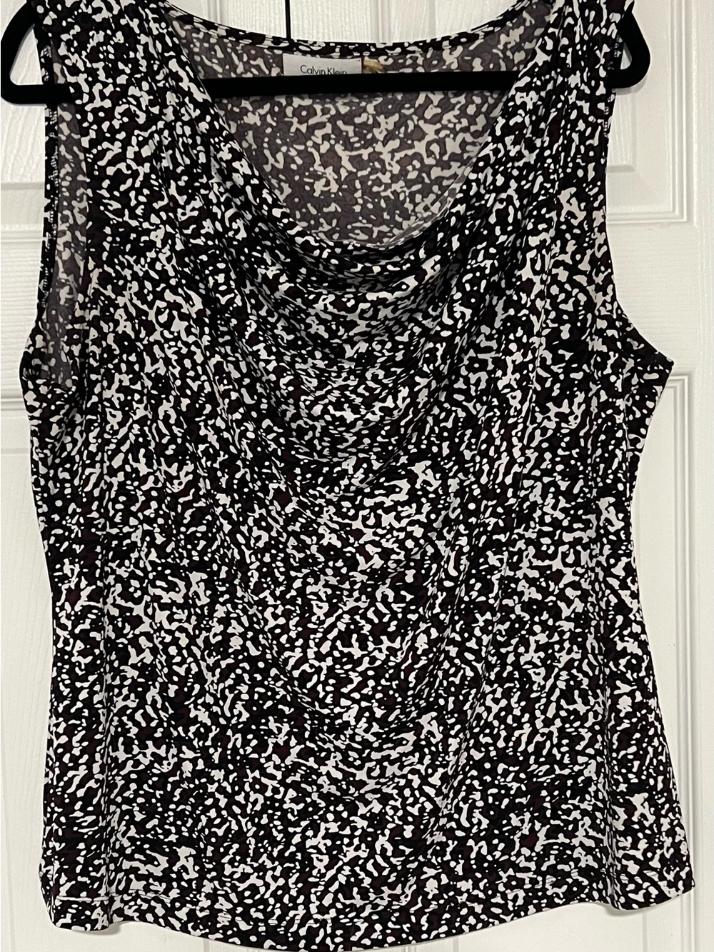 Calvin Klein Black and White Drape Neck Sleeveless Camisole